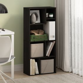 Daly 7-Cube Irregular Cubes Bookcase, Bookshelf, Storage Organizer, Espresso