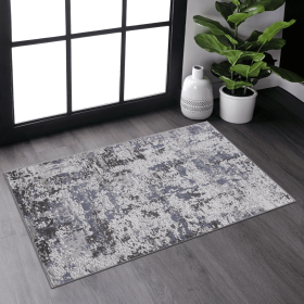 PAYAS Collection 2X3 Grey / Denim / Abstract Doormat Rug