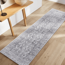 LOOM & LUXE Collection 2X8 Ivory/Grey/Oriental Non-Shedding Living Room Bedroom Dining Home Office Stylish and Stain Resistant Area Rug