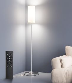 LED Floor Lamp for Living Room, Dimmable Standing Lamps with Foot Switch,Remote Custom Color Temperature Silver Pole Lamp with Lampshade