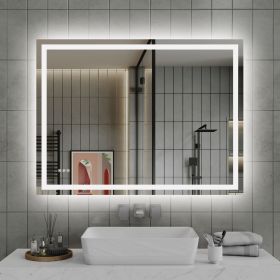 48"*36"LED Bathroom Mirror,Front-Lit and Back-Lit, Stepless Dimmable, 3 Colors CRI90+, Brightness Memory, Shatter-Proof,Anti-fog LED Vanity Mirro