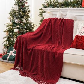 Christmas Decor Red Throw Blanket for Couch, Boho Bed Throws for Foot of Bed, Decorative Red Throws for Sofa Living Room, 50"x60"
