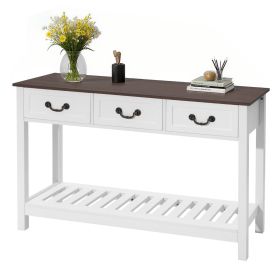 VEVOR 47 in Console Table, Farmhouse Desk Behind the Couch with Drawers and Bottom Storage Shelf