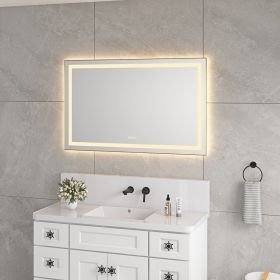 48 x 30 Inch LED Bathroom Mirror with Front and Backlight, Wall Mounted Vanity Mirror with Aluminum Frame, Anti-Fog, Memory, 3 Colors