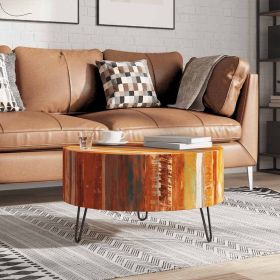 Coffee Table Multicolor Reclaimed solid wood, Iron 27.6 in diameter