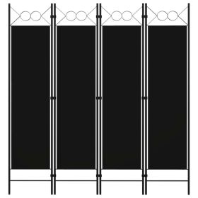 4-Panel Room Divider Black 63"x70.9"