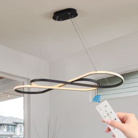Modern LED Pendant Light, Infinity Design Hanging Ceiling Fixture, Adjustable Height, Dimmable for Living Room, Dining Room, Bedroom, Black Finis