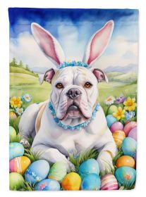 American Bulldog Easter Egg Hunt House Flag Large Porch Sleeve Pole Decorative Outside Yard Banner Artwork Wall Hanging, Polyester, House Size
