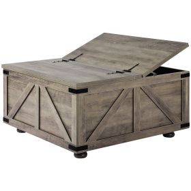 VEVOR 36" Farmhouse Coffee Table, Hinged Square Coffee Table with Large Storage Compartment, Wooden Rustic Cocktail Table for Living Room, Bedroo