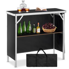 Folding Portable Bar Table, Tradeshow Podium Table for Indoor, Outdoor, Party, Picnic, Exhibition, Includes Carrying Case